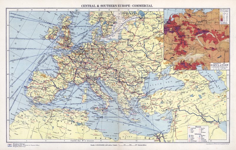 Centraal- en Zuid-Europa, commercieel (kleur litho) door English School
