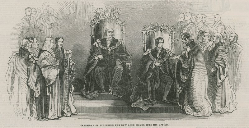 Ceremonie van het inwijden van de nieuwe Lord Mayor in zijn ambt door English School