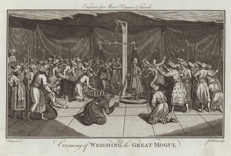 Ceremonie van het wegen van de Grote Mogol door English School
