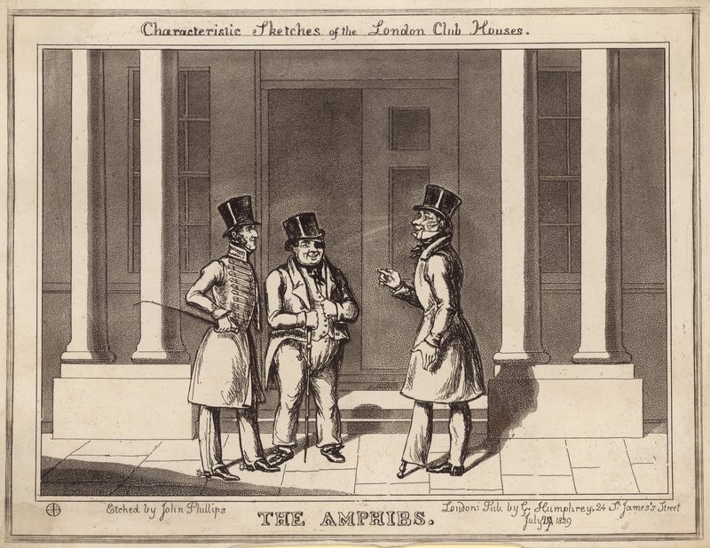 Kenmerkende schetsen van de Londense clubhuizen: Amphibs door English School