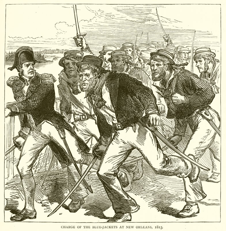 Aanval van de Blue-Jackets in New Orleans, 1815 door English School