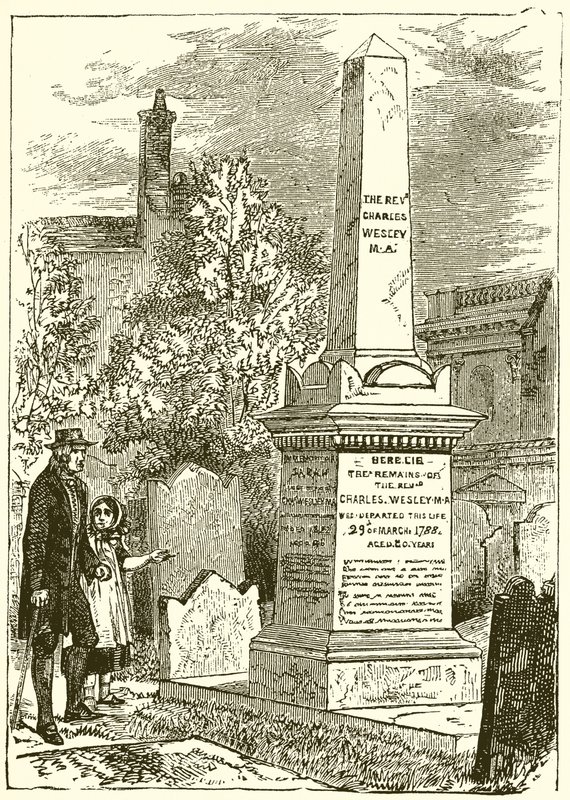 Charles Wesley, Grafsteen (gravure) door English School