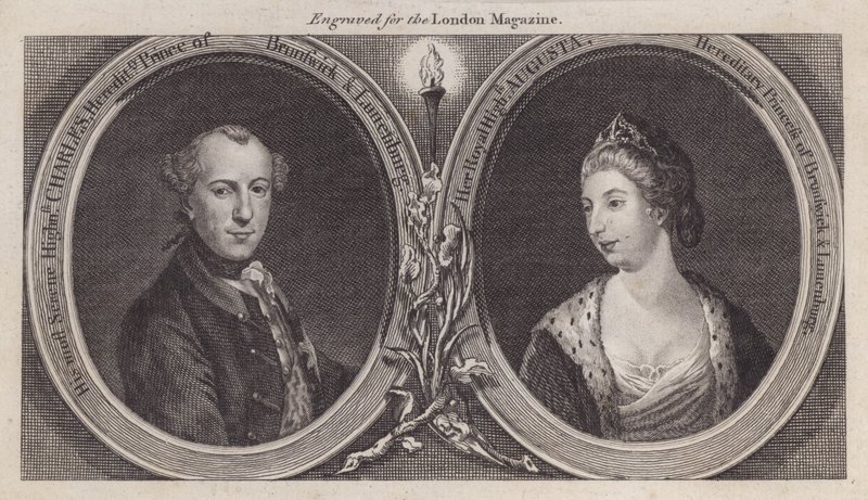 Charles William Ferdinand, Hertog van Brunswijk, en zijn vrouw, Prinses Augusta, zus van Koning George III door English School