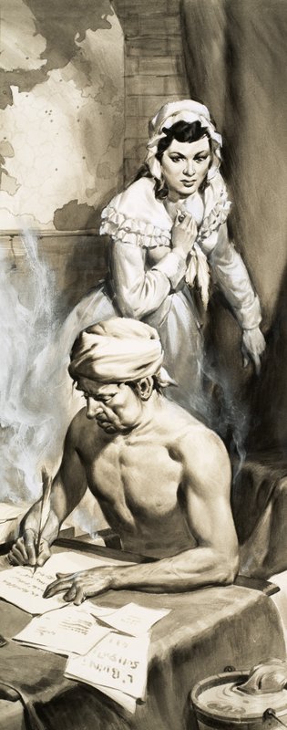 Charlotte Corday staat op het punt Jean Paul Marat te vermoorden door English School