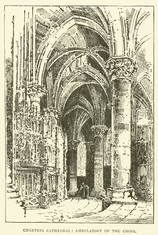 Kathedraal van Chartres, kooromgang (gravure) door English School
