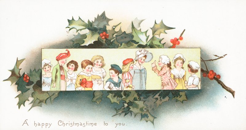 Kinderen in de rij, kerstkaart door English School