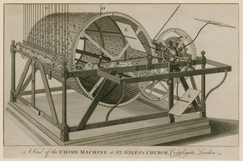 Klokmachine in de St Giles Kerk, Cripplegate, Londen door English School