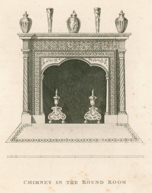 Schoorsteen in de Ronde Kamer, Strawberry Hill, Twickenham, Londen door English School