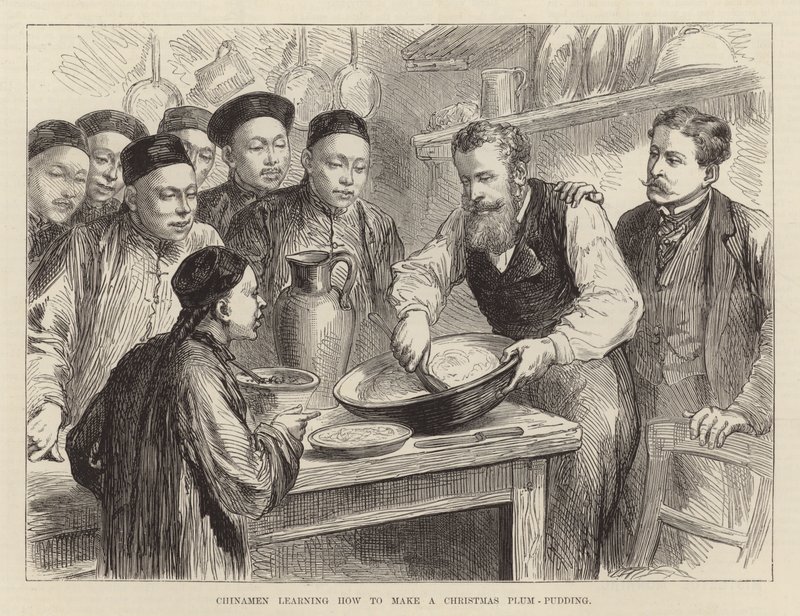 Chinezen leren hoe ze een kerstpruimenpudding moeten maken door English School
