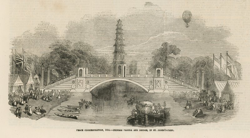 Chinese pagode en brug in St. James