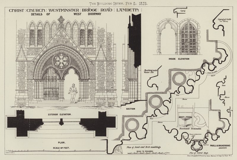 Christ Church, Westminster Bridge Road, Lambeth door English School