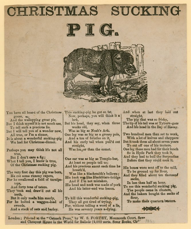 Kerstzuigbig, vers gedateerd 1863 door English School