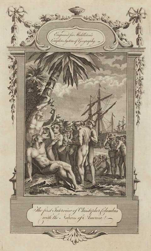 Christoffel Columbus met de inboorlingen door English School