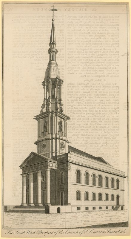 Kerk van St Leonard, Shoreditch door English School