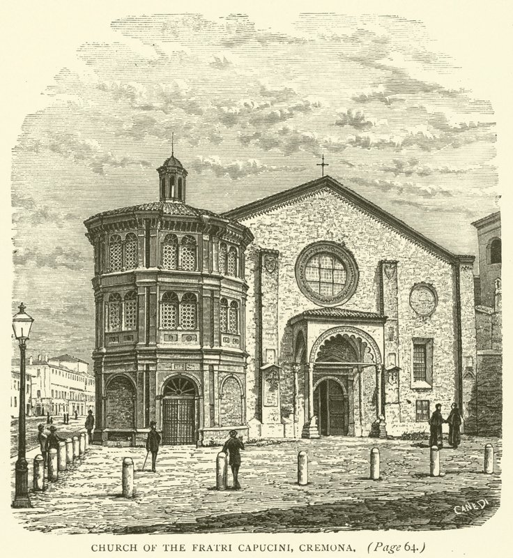 Kerk van de Fratri Capucini, Cremona (gravure) door English School