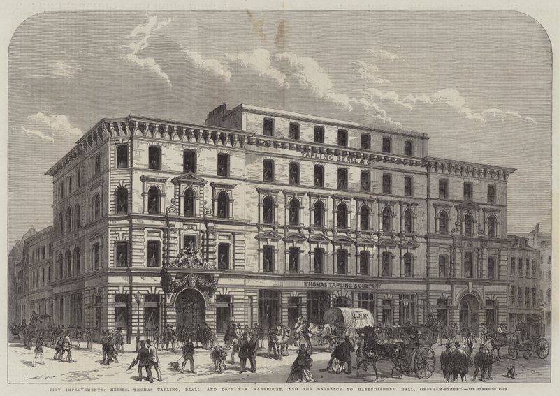 Stadsverbeteringen, het nieuwe magazijn van Messers Thomas Tapling, Beall, en Company, en de ingang naar Haberdashers