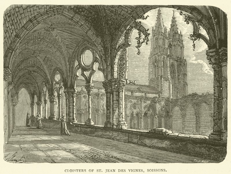 Klooster van St Jean des Vignes, Soissons (gravure) door English School