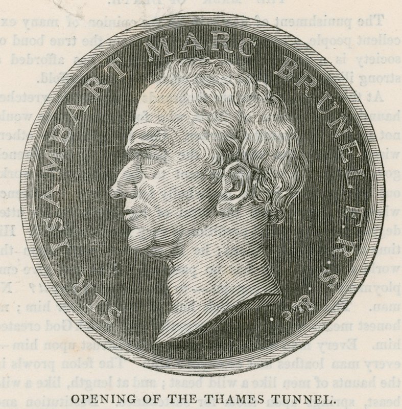 Munt uitgegeven bij de opening van de Thames Tunnel door English School