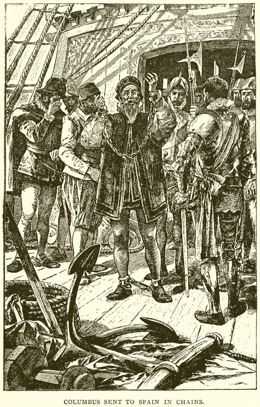 Columbus in ketenen naar Spanje gestuurd door English School