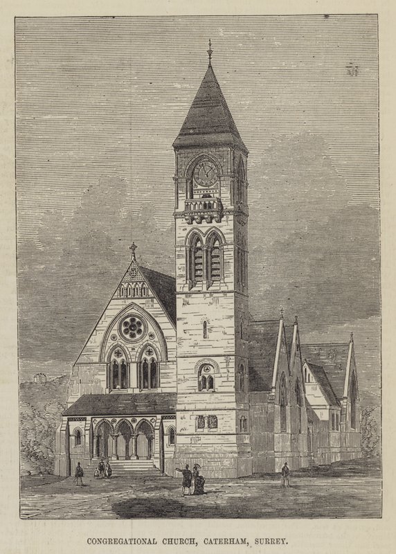 Congregational Church, Caterham, Surrey (gravure) door English School
