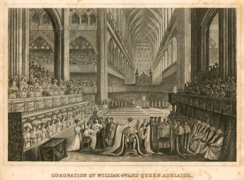 Kroning van Koning Willem IV en Koningin Adelaide door English School
