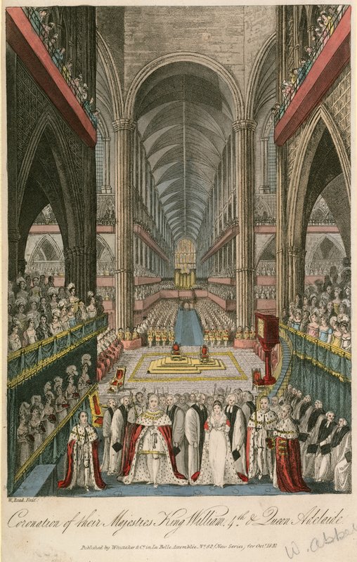 Kroning van hunne Majesteiten Koning William IV en Koningin Adelaide in Westminster Abbey door English School