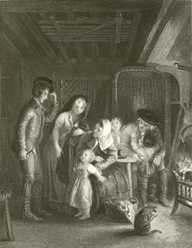Hofmakerij in een cottage door English School
