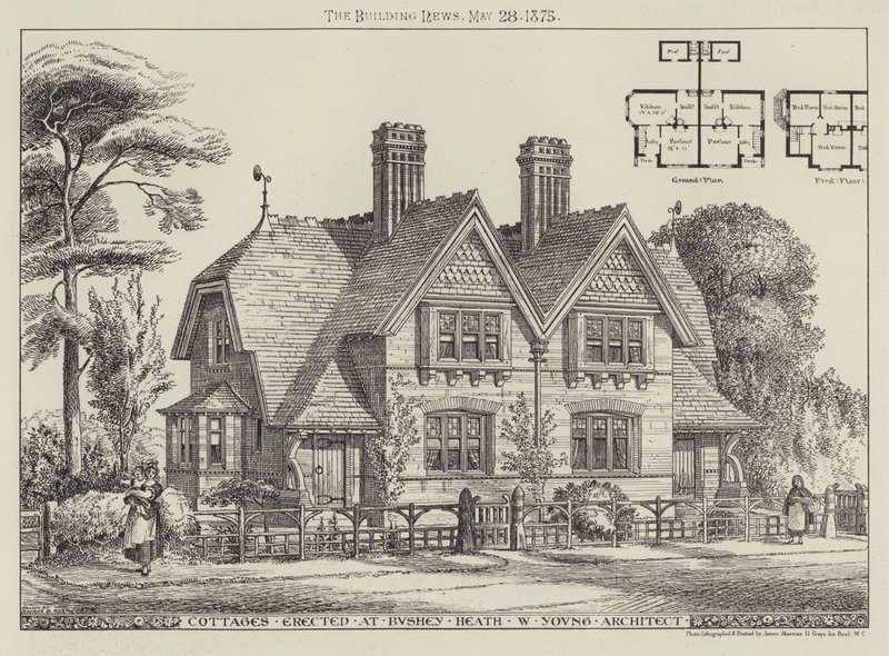 Cottages gebouwd in Bushey Heath door English School