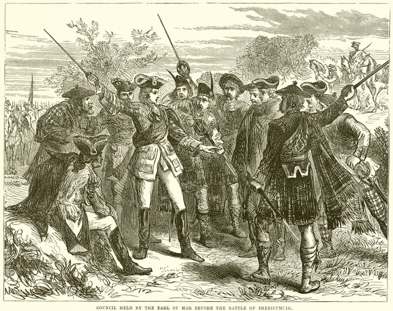 Raad gehouden door de graaf van Mar voor de Slag bij Sheriffmuir door English School