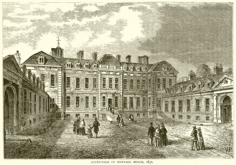 Binnenplaats van Montagu House, 1830 door English School