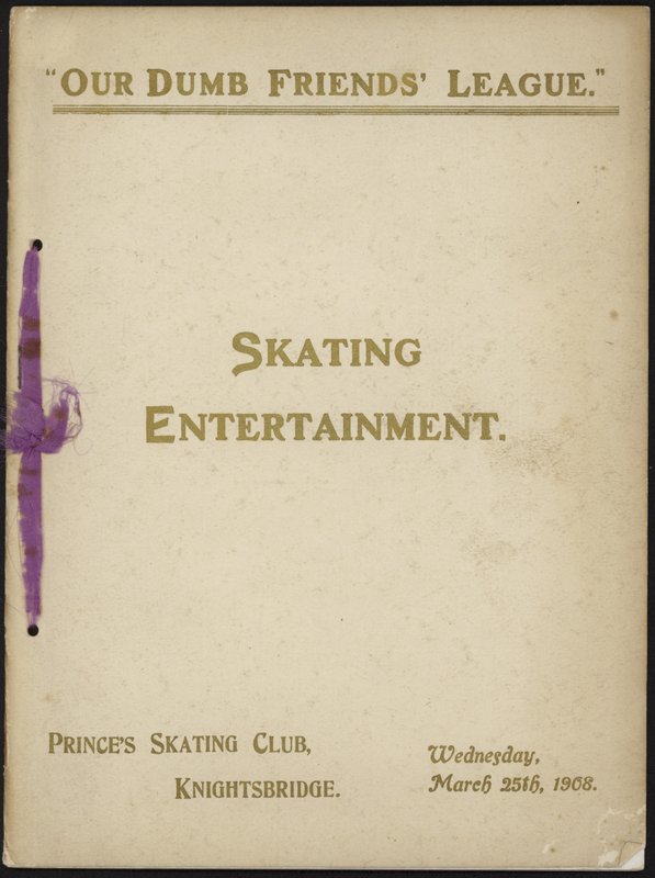 Omslag van het programma van Our Dumb Friends League schaatsentertainment door English School