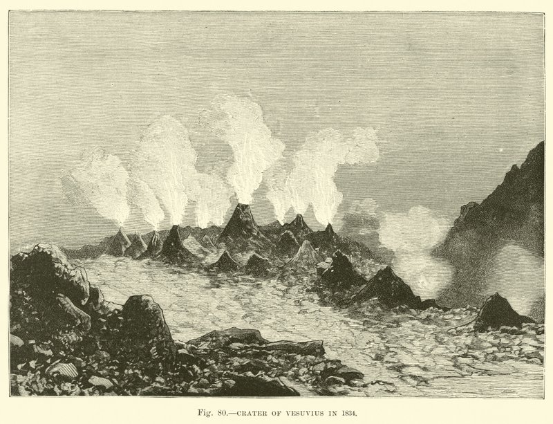 Krater van de Vesuvius in 1834 door English School