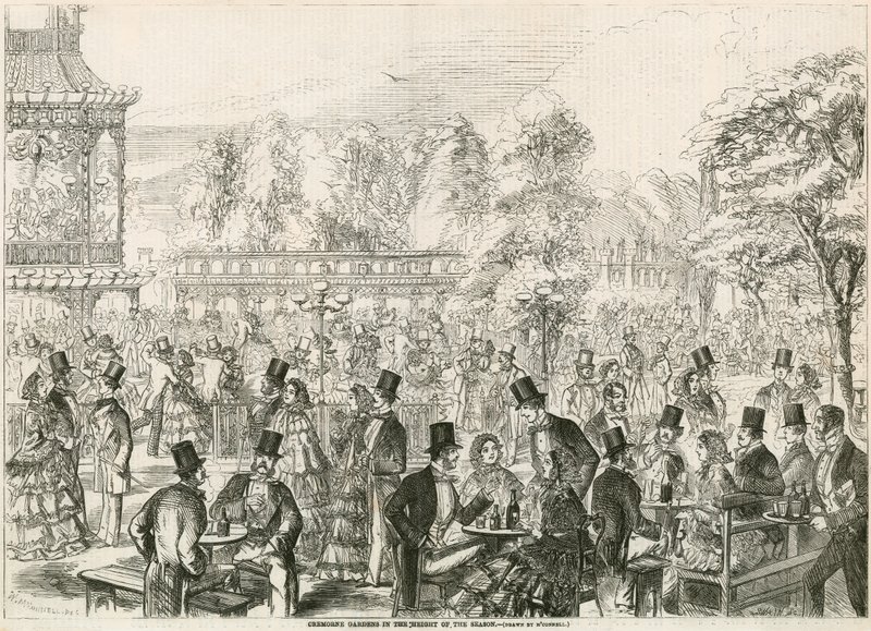 Cremorne Gardens, Londen, op het hoogtepunt van het seizoen door English School