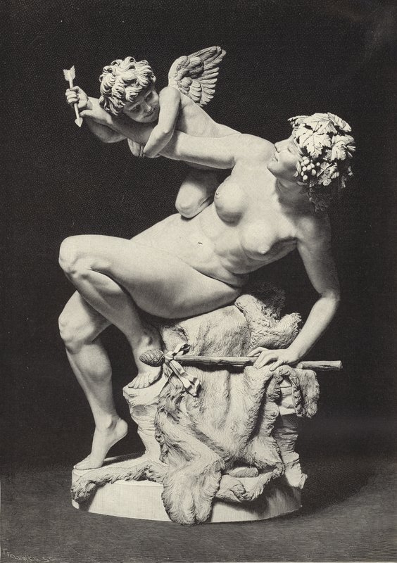 Cupido en Bacchante door English School