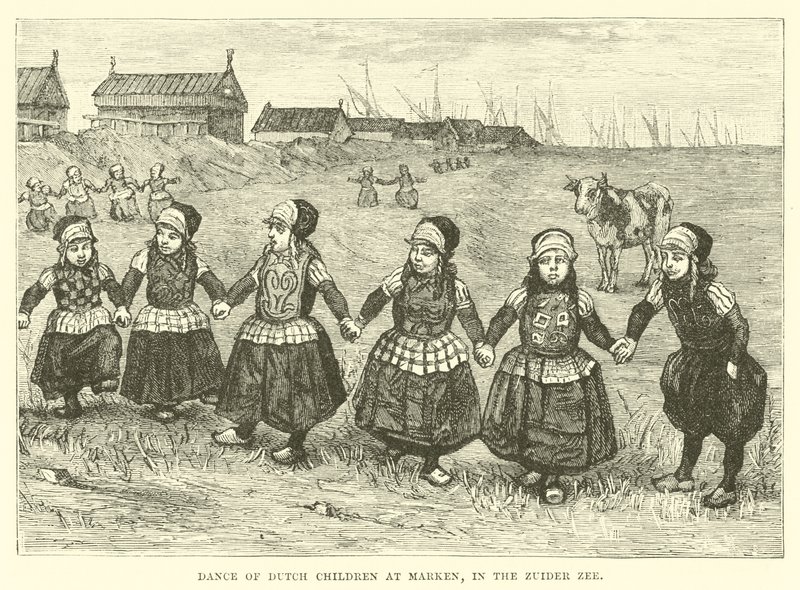 Dans van Nederlandse kinderen op Marken, in de Zuiderzee door English School