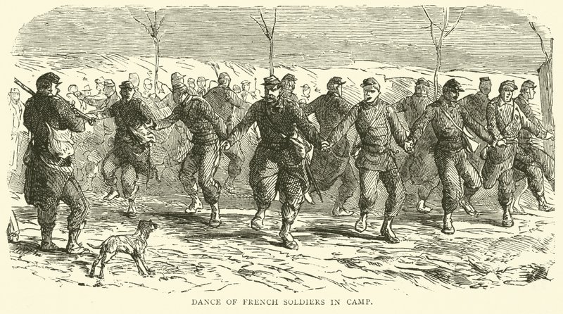 Dans van Franse soldaten in kamp, november 1870 door English School