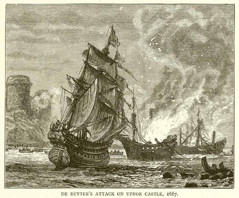 De aanval van De Ruyter op Upnor Castle, 1667 door English School