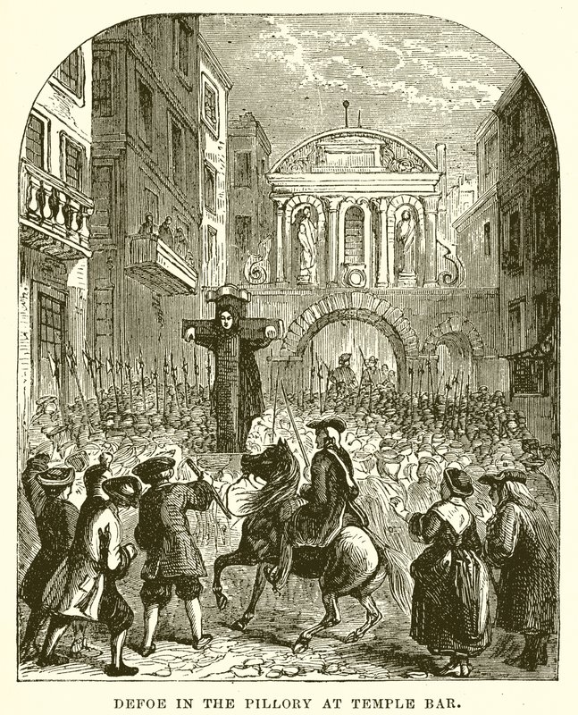 Defoe in de Schandpaal bij Temple Bar door English School
