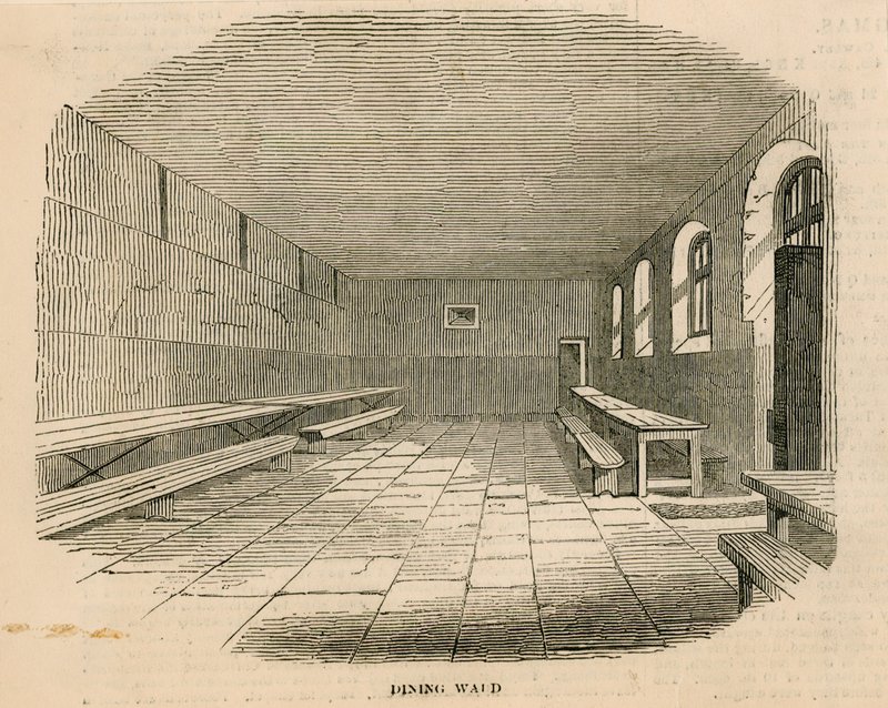 Eetzaal bij Newgate gevangenis door English School
