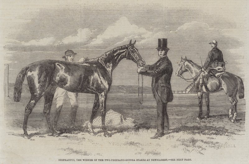 Diophantus, de winnaar van de Two-Thousand-Guinea Stakes in Newmarket (gravure) door English School