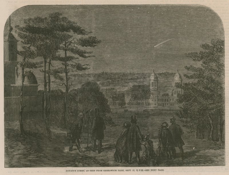 Donatis Komeet, gezien vanuit Greenwich Park, 17 september 1858, om 19:30 uur door English School