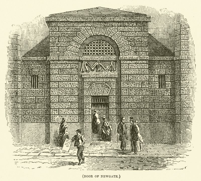 Deur van Newgate (gravure) door English School