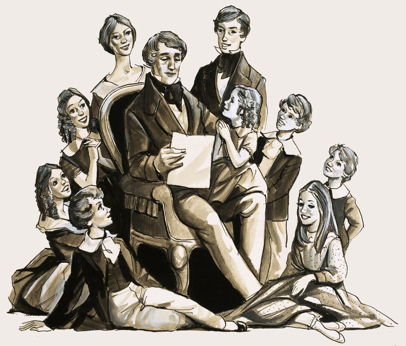 Dr Clement Moore leest zijn kerstgedicht voor aan zijn kinderen door English School