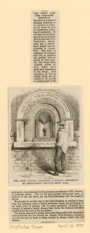 Drinkfontein naast St Sepulchres Church, Snow Hill door English School