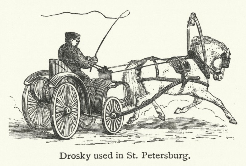Drosky gebruikt in Sint-Petersburg (gravure) door English School