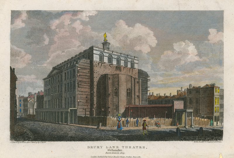 Drury Lane Theater, Westminster, Londen; afgebrand in 1809 door English School