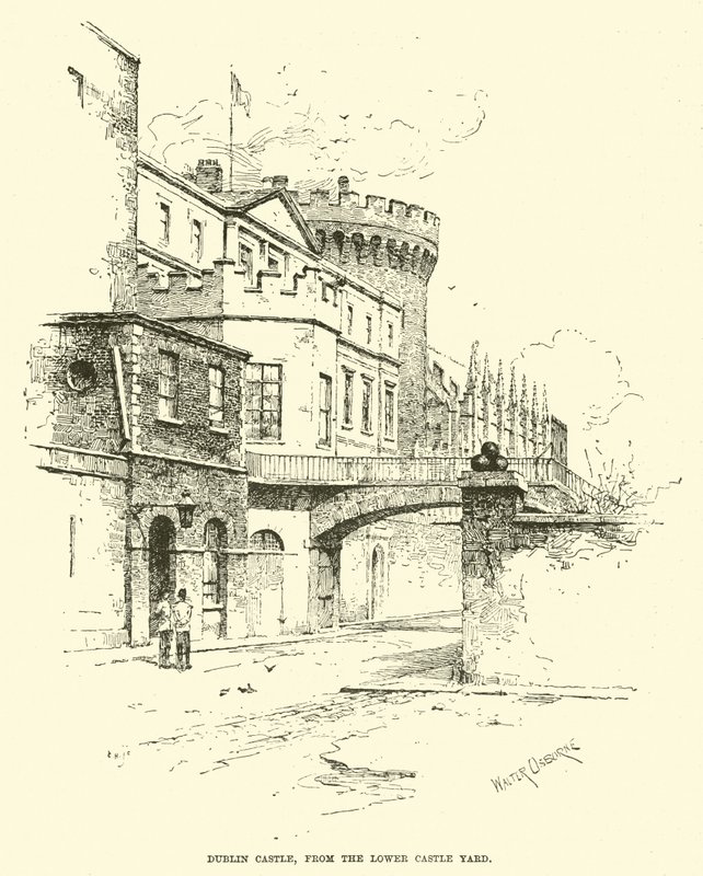 Dublin Kasteel, vanaf de Lage Kasteelplaats door English School