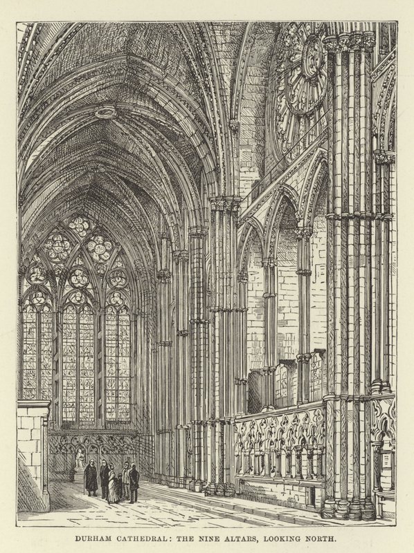 Durham Kathedraal, de Negen Altaren, kijkend naar het noorden door English School