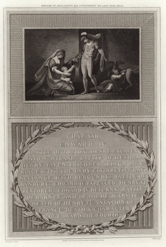 Eduard IV verklaart zijn gehechtheid aan Lady Eliz Gray door English School