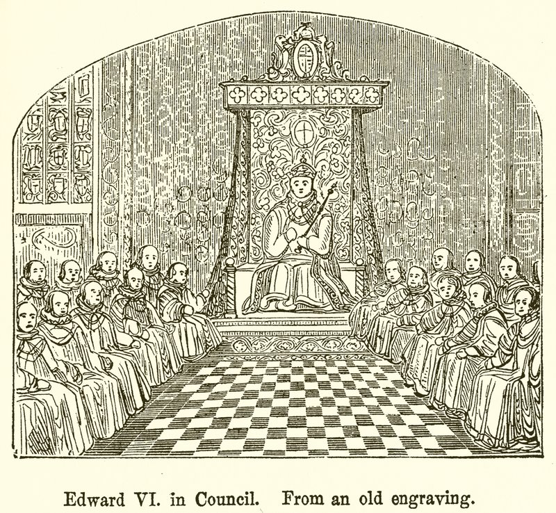 Edward VI in de Raad door English School